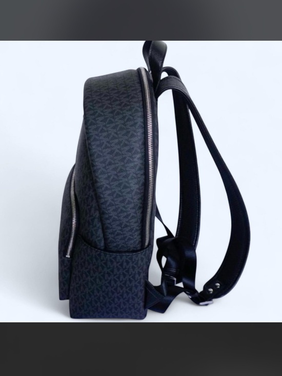 Michael Kors Black Logo-Print Backpack with Front Zip Pocket